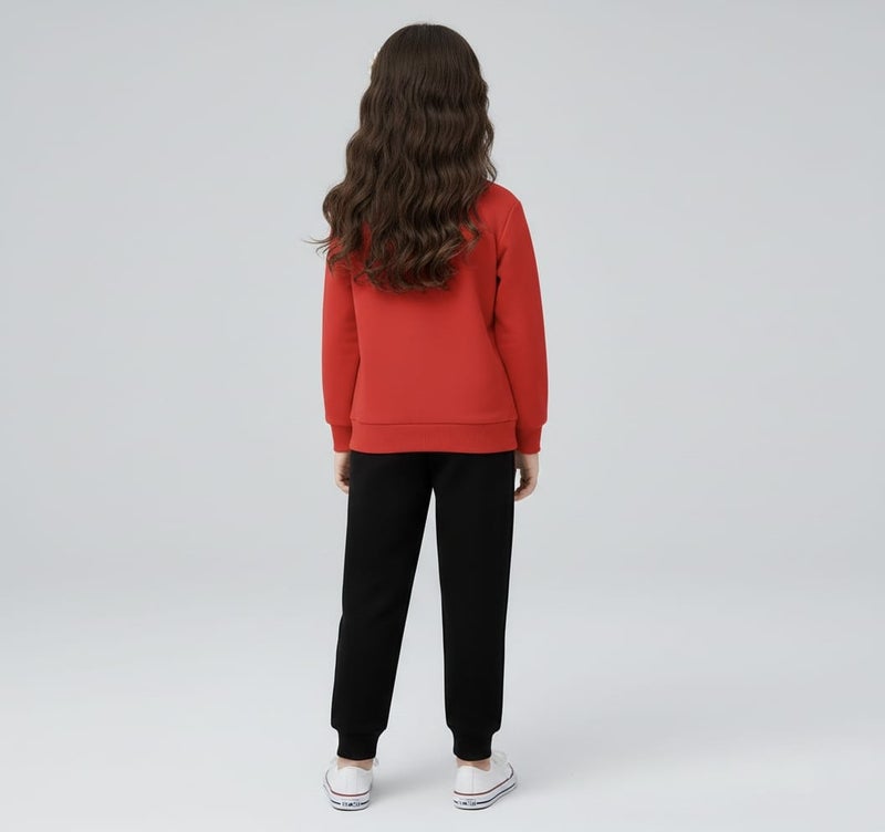 Viel Innate Stylish Red Sweatshirt and Black Track Pants for Girls - Image 3